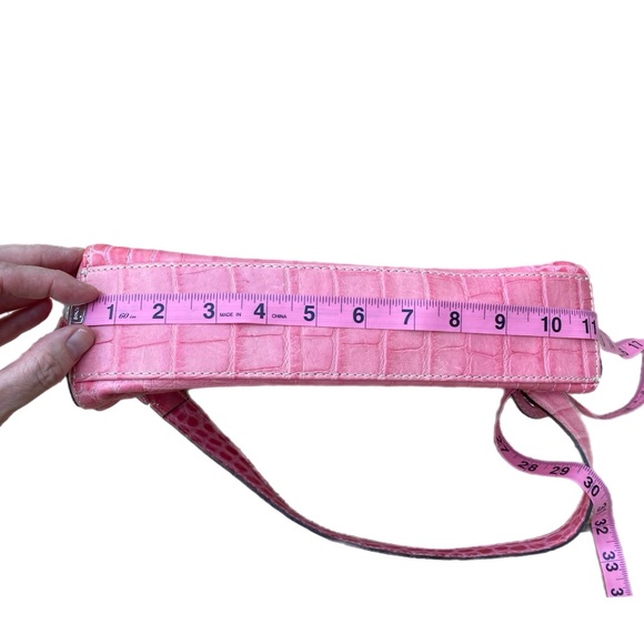 Dooney & Bourke Double Front Pocket Nile Collection Croc Embossed Pink Handbag - Picture 13 of 15